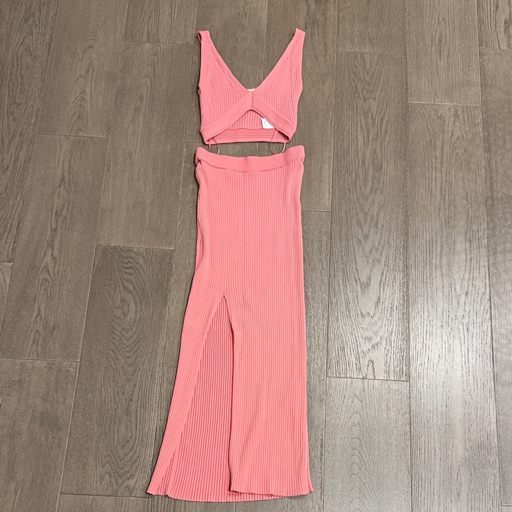Finders Keepers Pink Ribbed Two-Piece Set